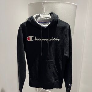 Champion Black Hoodie with Logo